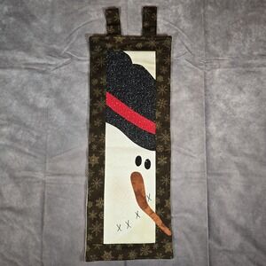Quilted‎ Snowman Banner Winter Handmade Wall Hanging 7.5 X 20